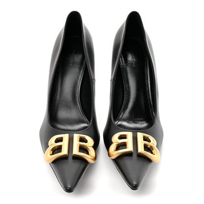 Balenciaga Shiny Soft Calfskin BB Flex 90mm Pumps 39 Black Gold 3 of 9