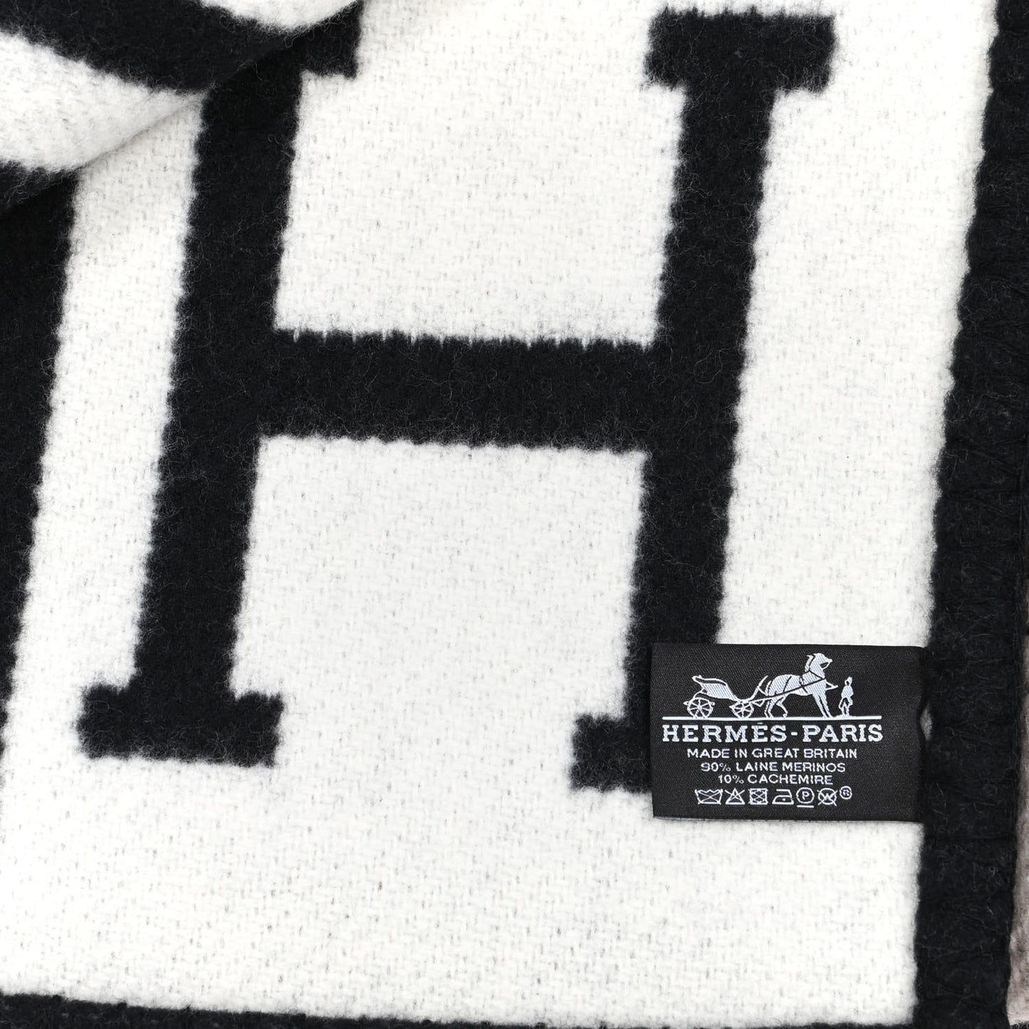 Wool Cashmere Avalon III Blanket Ecru Black