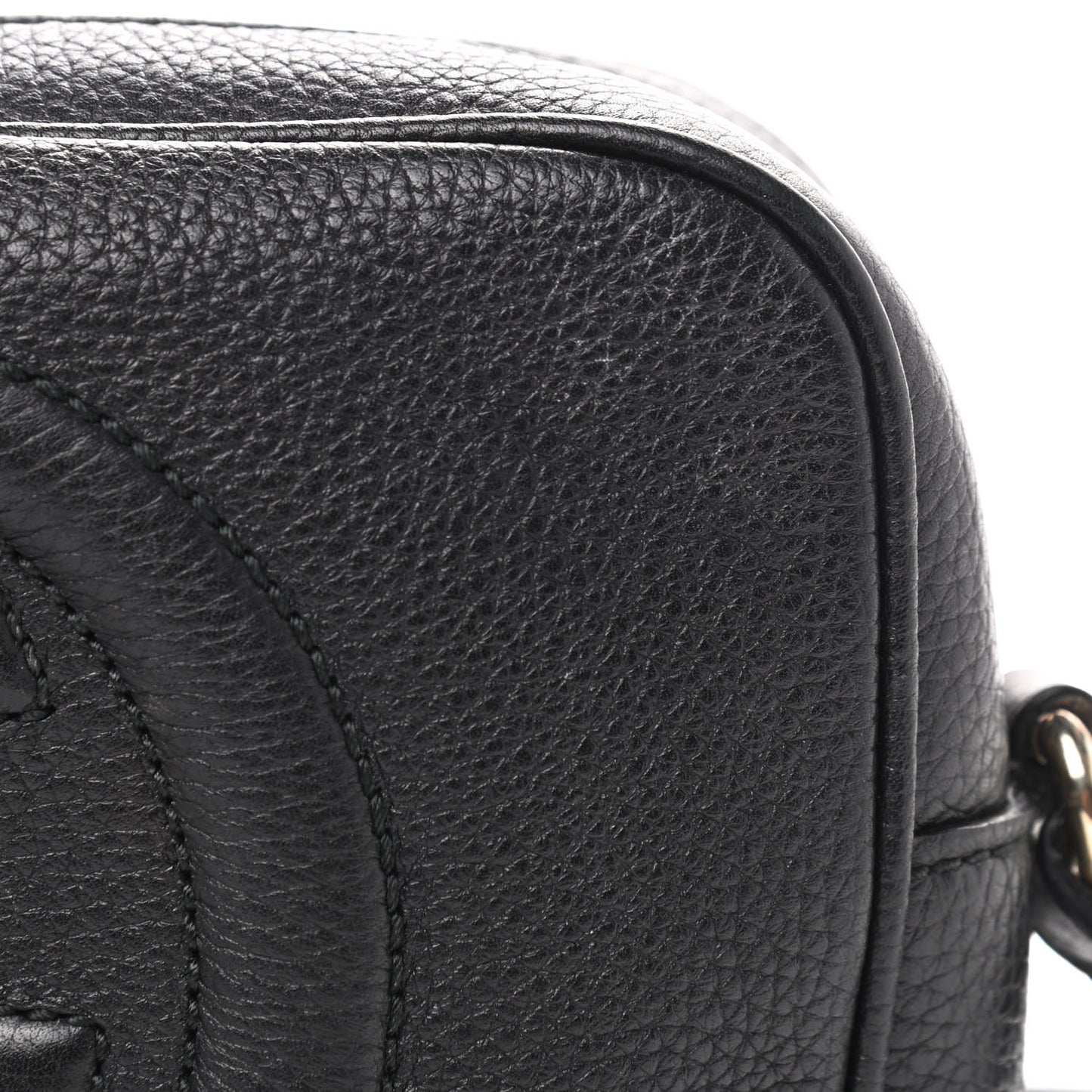 Pebbled Calfskin Small Soho Disco Bag Black