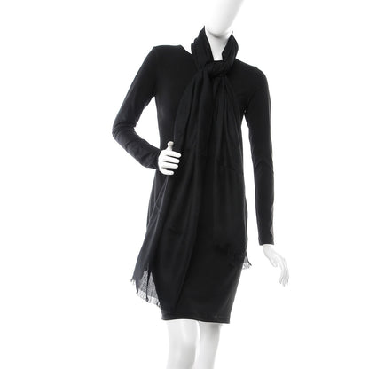 Gucci Silk Wool Monogram Fringe Scarf Black 2 of 5