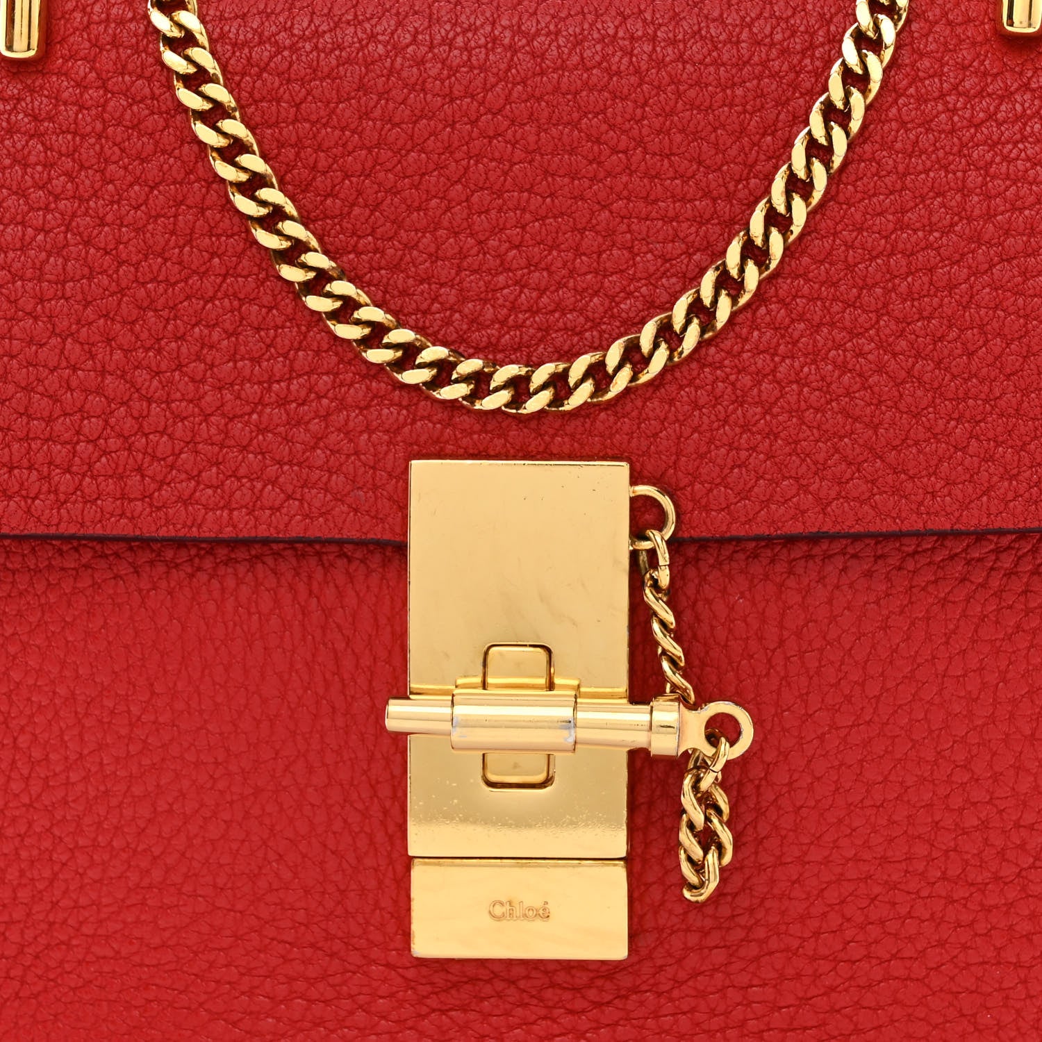 Chloe Grained Lambskin Mini Drew Shoulder Bag Plaid Red 8 of 12