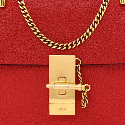 Chloe Grained Lambskin Mini Drew Shoulder Bag Plaid Red 8 of 12