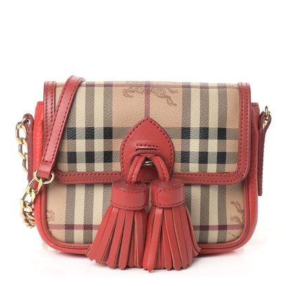 Burberry Haymarket Check Mini Tassel Crossbody Bag Red 1 of 10