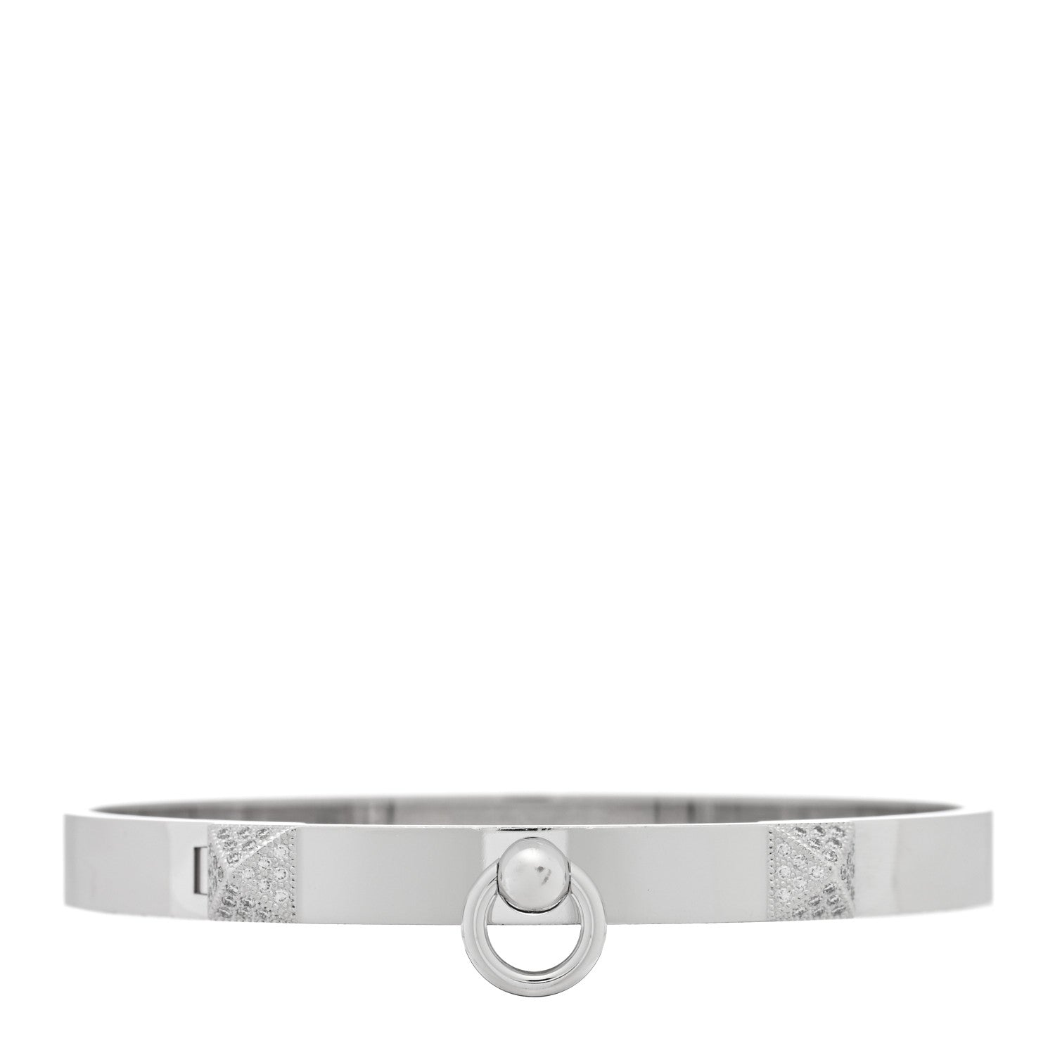 Hermes 18K White Gold Diamond PM Collier De Chien Bracelet SH 1 of 4