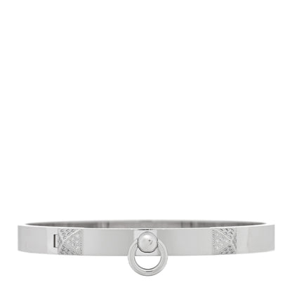 Hermes 18K White Gold Diamond PM Collier De Chien Bracelet SH 1 of 4