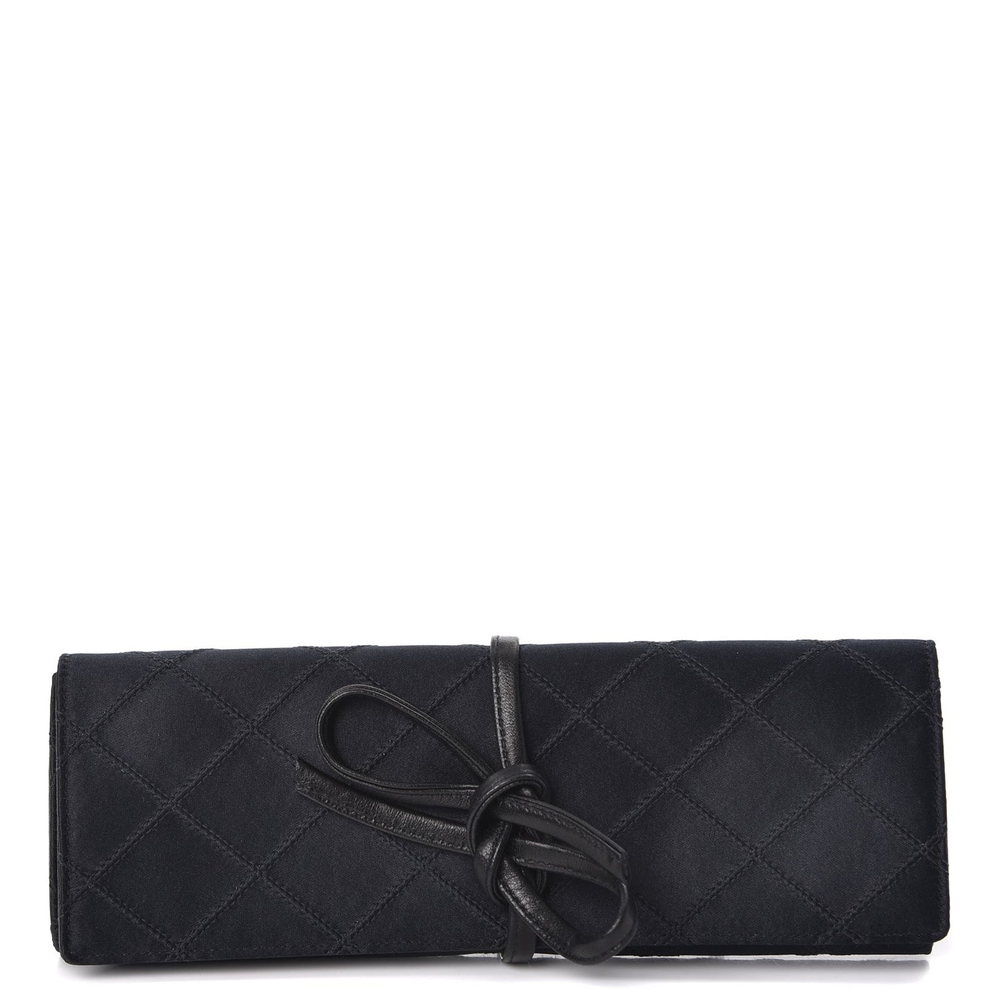 Satin Quilted Jewelry Roll Case Black