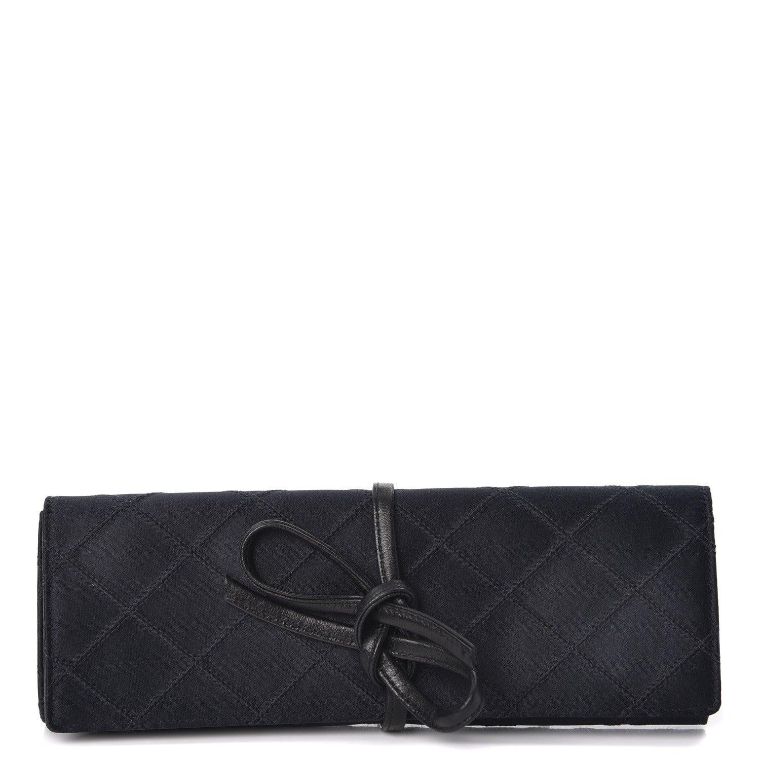 Chanel Satin Quilted Jewelry Roll Case Black 1 of 9