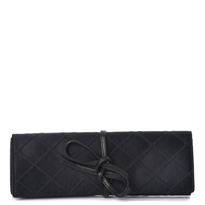 Chanel Satin Quilted Jewelry Roll Case Black 1 of 9
