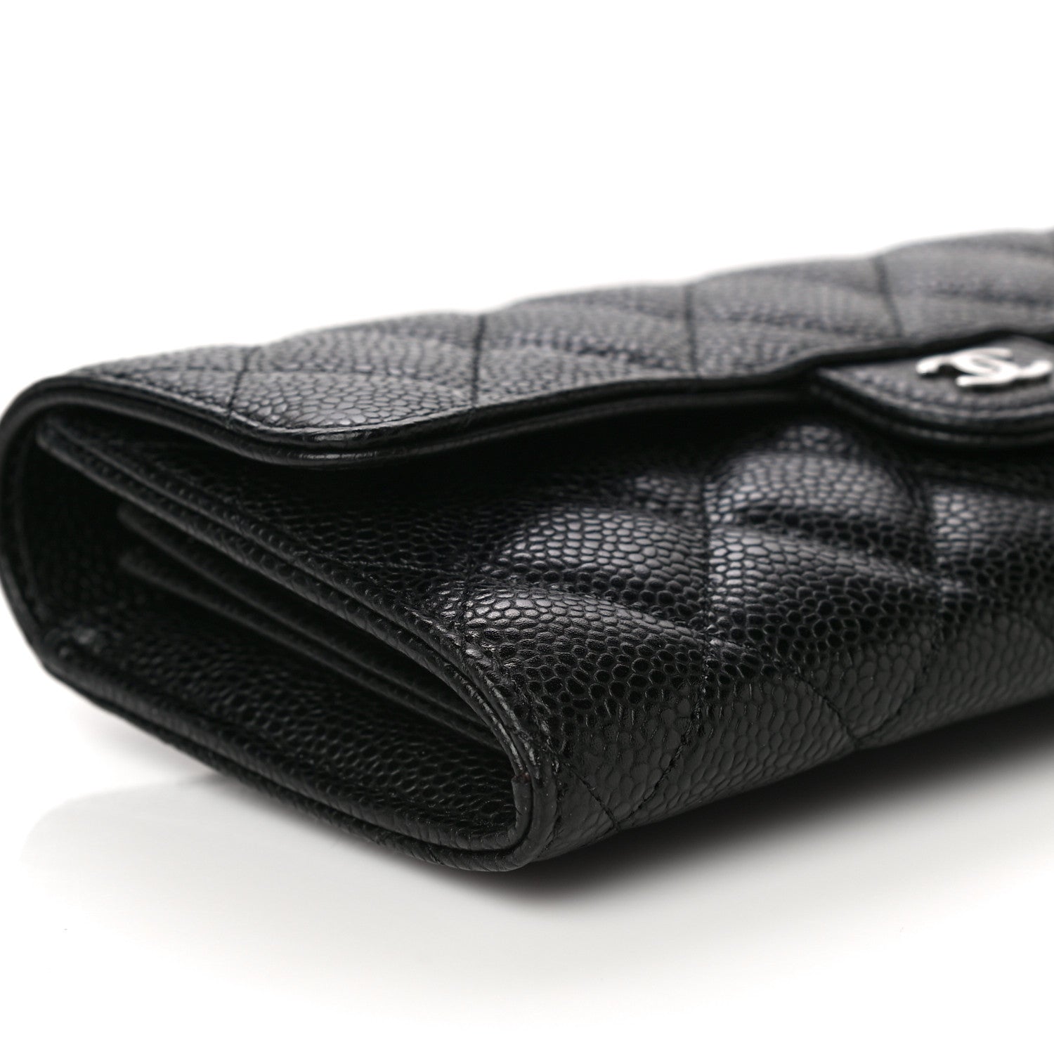 Chanel Caviar Quilted Large Gusset Flap Wallet Black 10 of 12