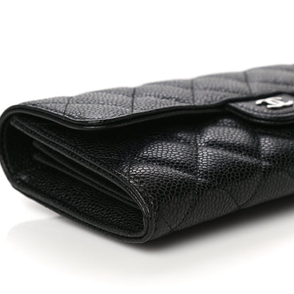 Chanel Caviar Quilted Large Gusset Flap Wallet Black 10 of 12