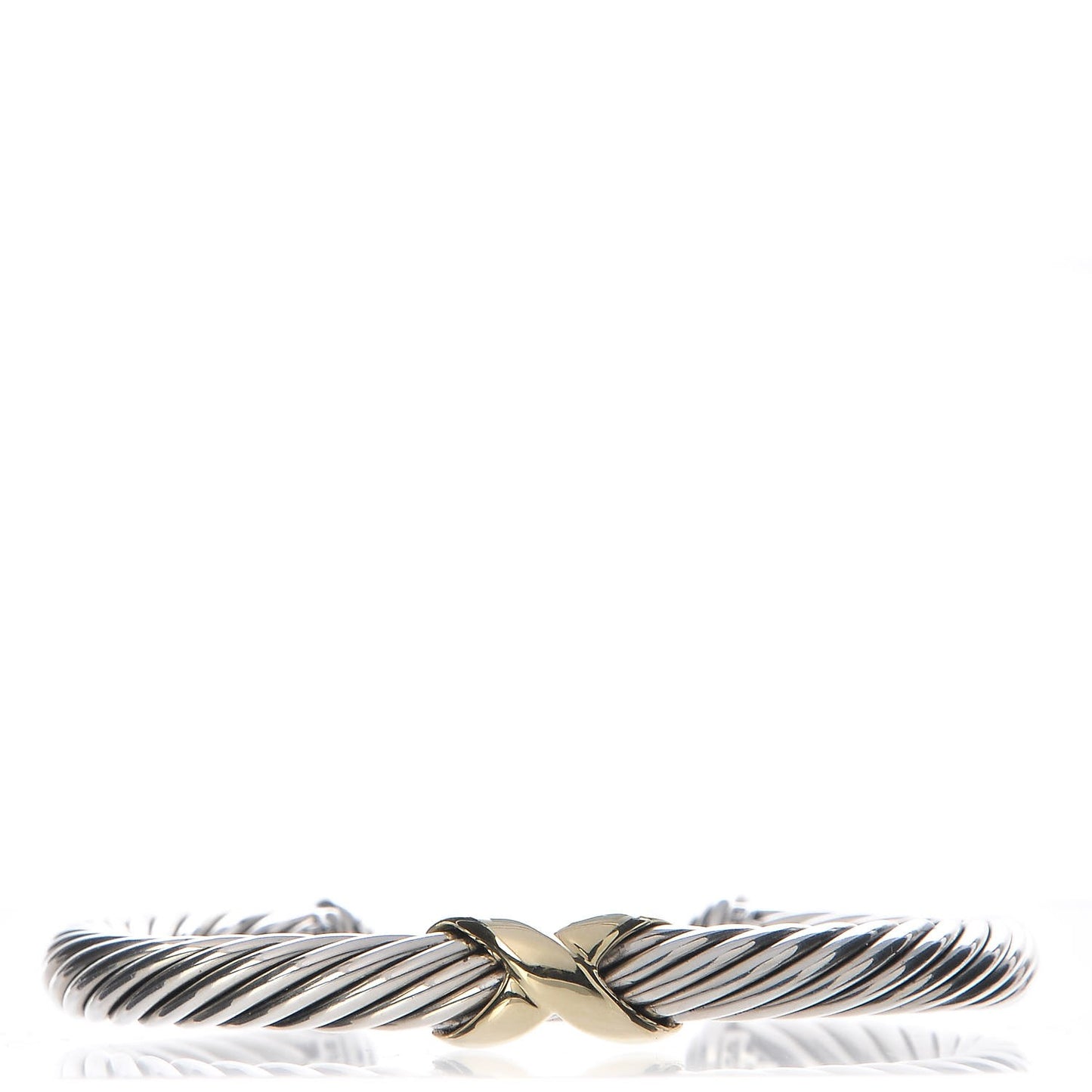 Sterling Silver 14K Yellow Gold 7mm X Station Cable Bracelet