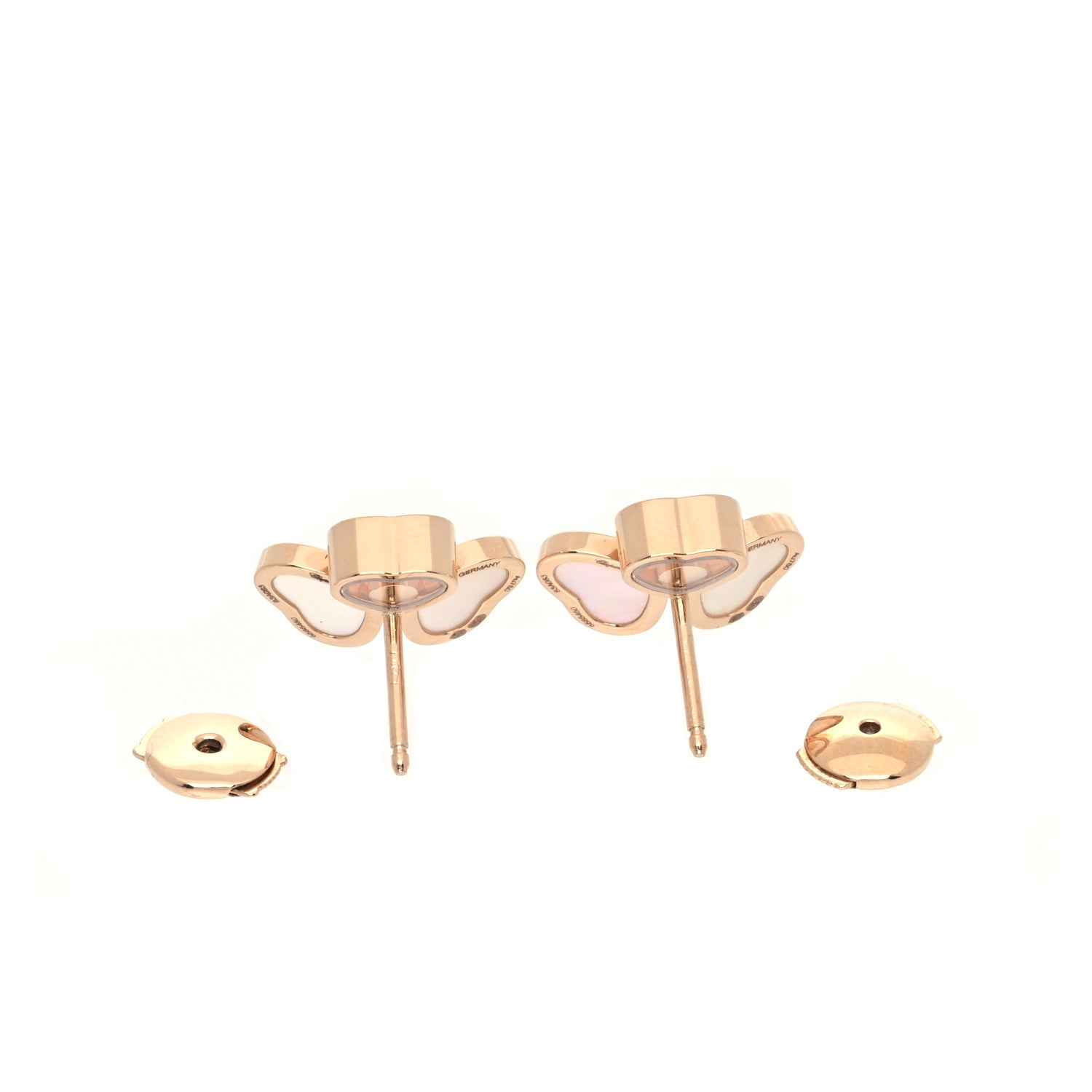 Chopard 18K Rose Gold Diamond Mother of Pearl Floating Happy Hearts Wings Earrings 4 of 5