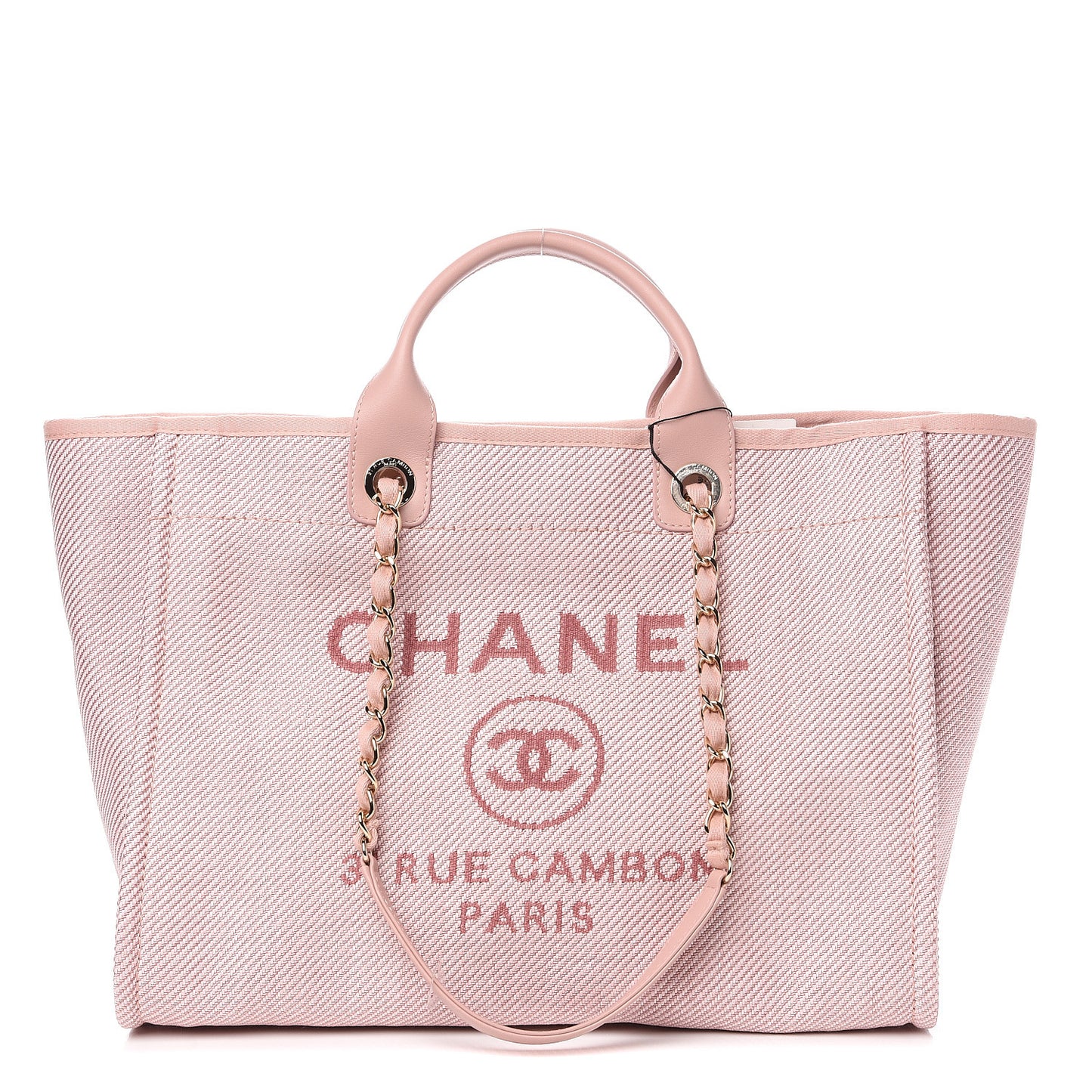 Mixed Fibers Calfskin Medium Deauville Tote Rose Pink
