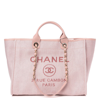 Chanel Mixed Fibers Calfskin Medium Deauville Tote Rose Pink 1 of 9