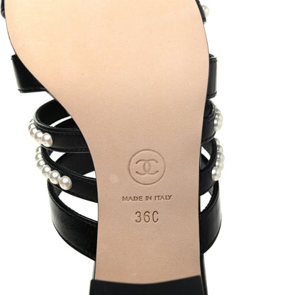 Chanel Laminated Lambskin CC Pearl Mules 36 Black 6 of 12