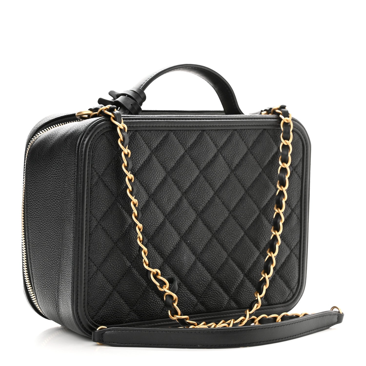 Chanel Caviar Quilted Large CC Filigree Vanity Case Black 3 of 6