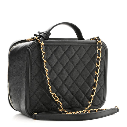 Chanel Caviar Quilted Large CC Filigree Vanity Case Black 3 of 6