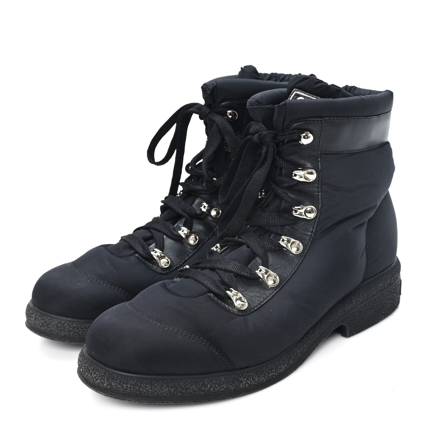 Chanel Nylon Calfskin Womens Coco Neige Short Boots 40 Black 4 of 9