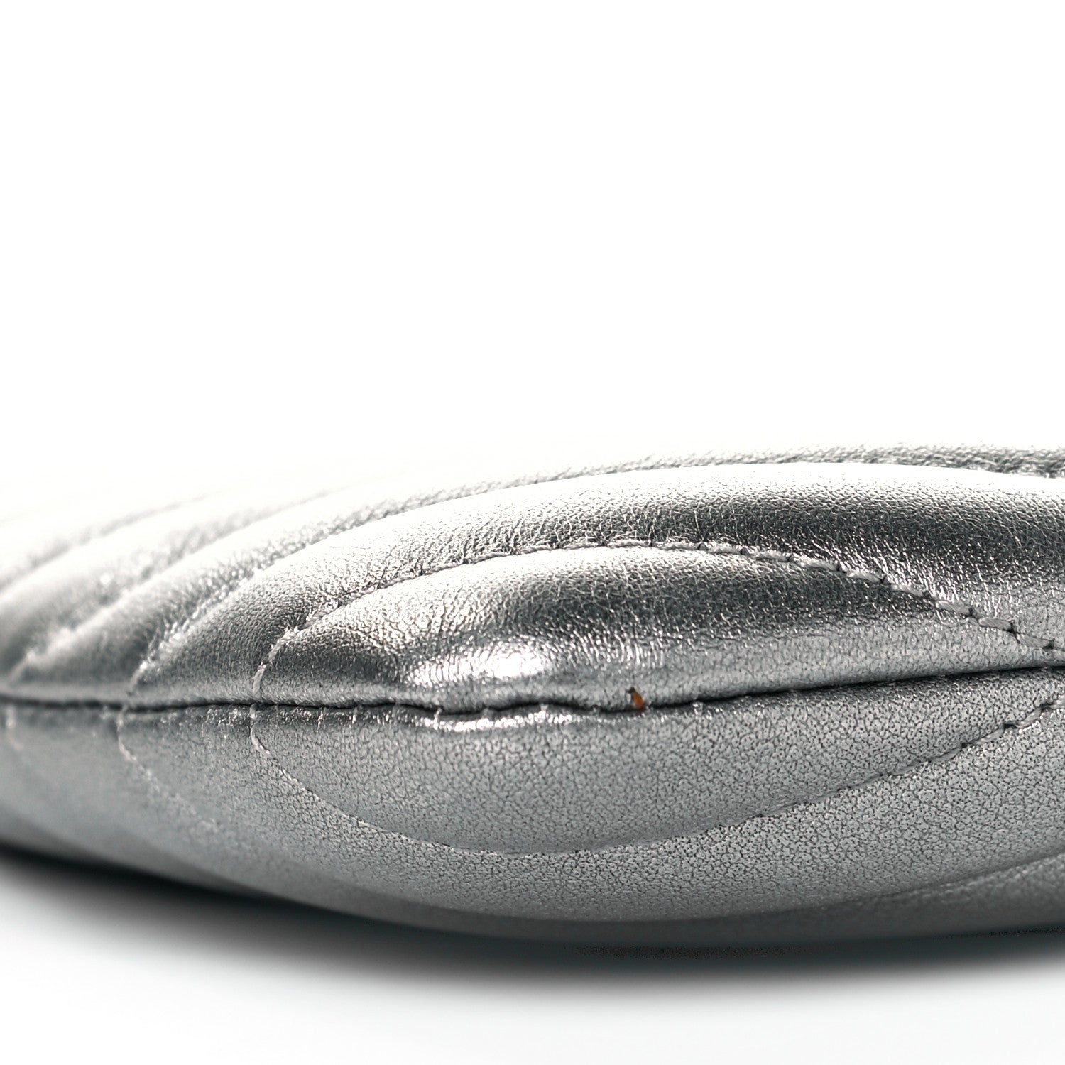Saint Laurent Metallic Calfskin Matelasse Chevron Monogram Pouch Silver 8 of 10
