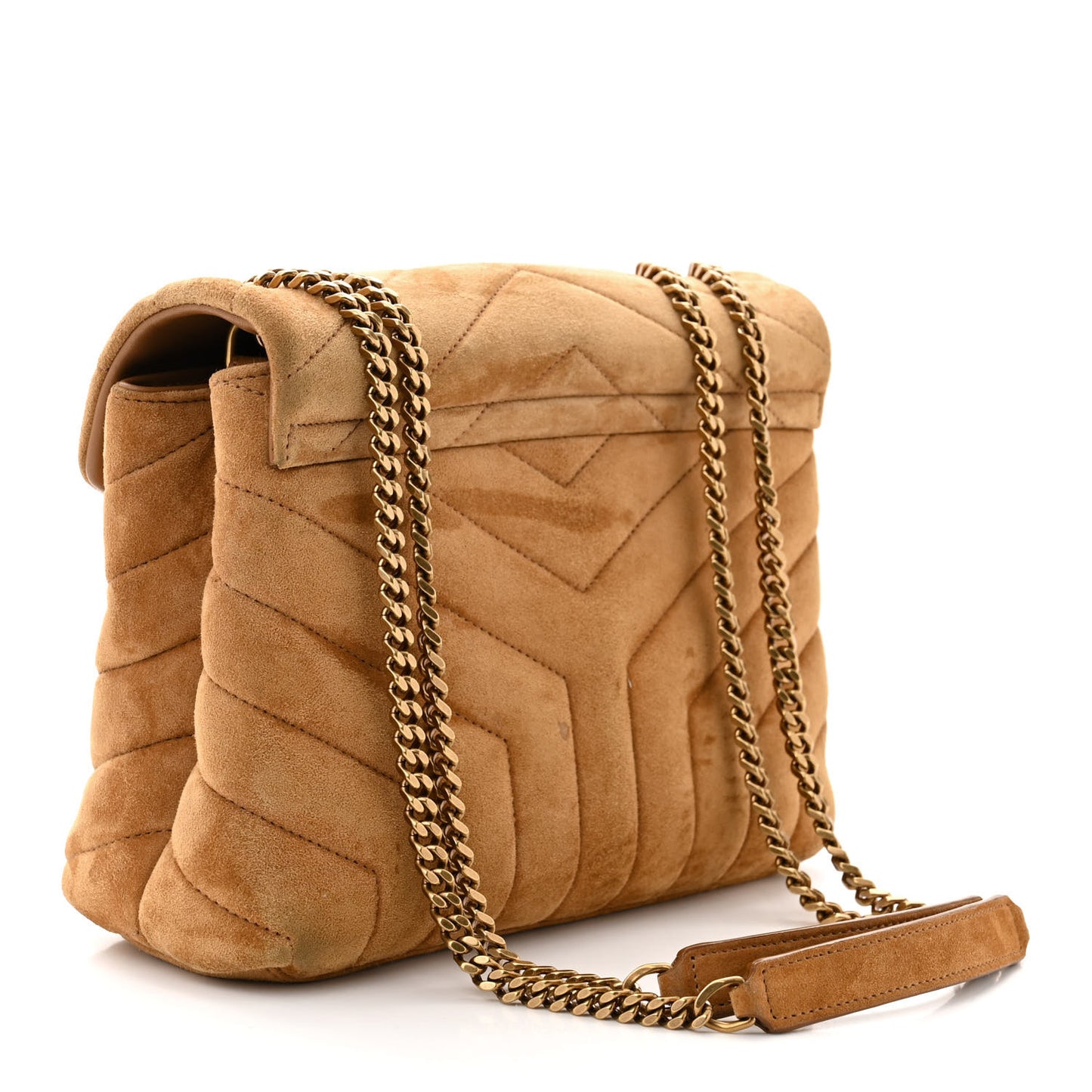 Suede Calfskin Y Quilted Monogram Small Loulou Chain Satchel Cinnamon