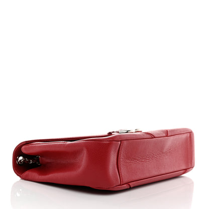 Chanel Caviar Macro Chevron Single Flap Red 4 of 10