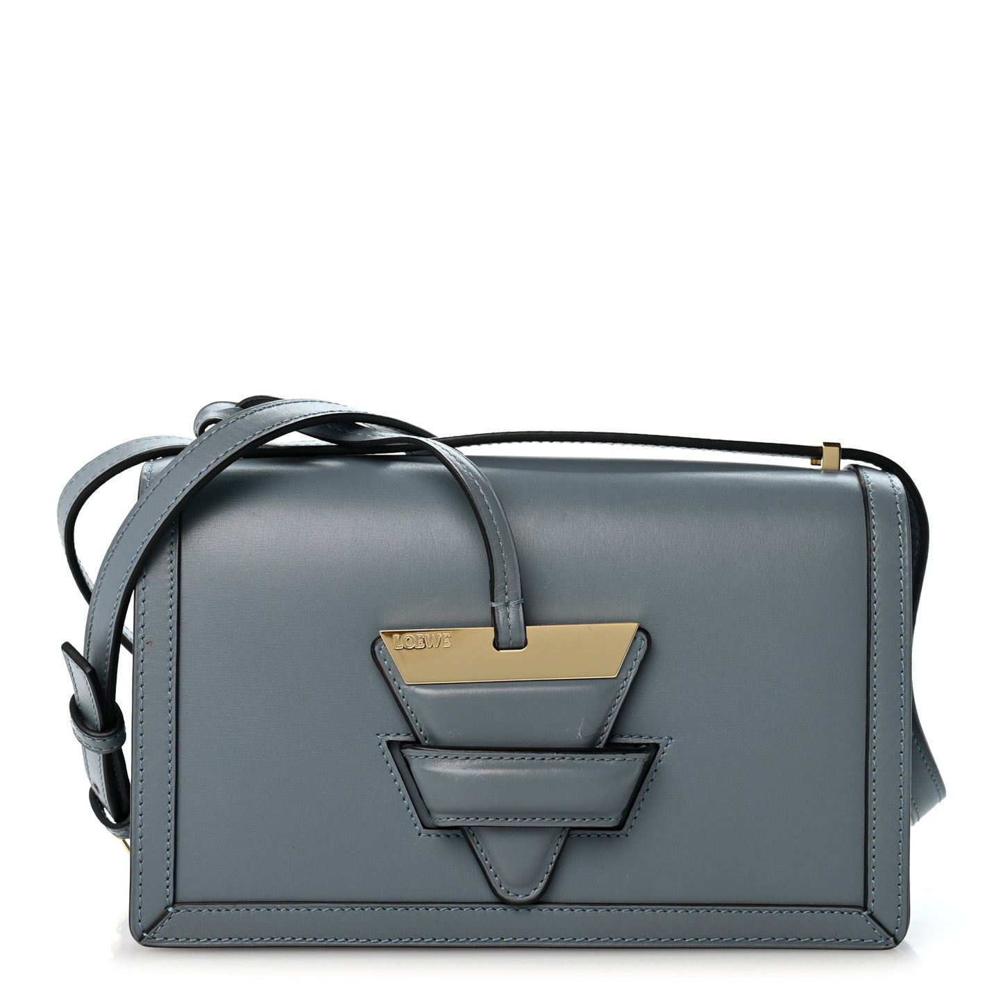 Calfskin Medium Barcelona Shoulder Bag Stone Blue