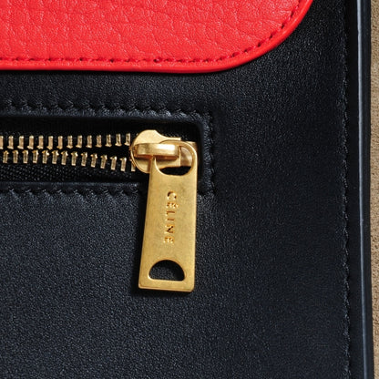 Celine Textured Calfskin Suede Medium Tri-Color Trapeze Vermillion 10 of 11
