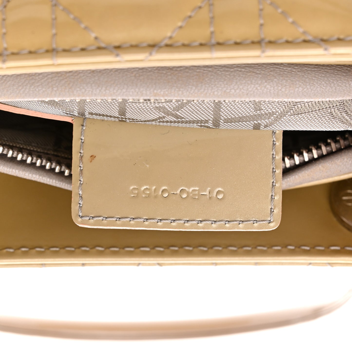 Patent Cannage Medium Lady Dior Beige