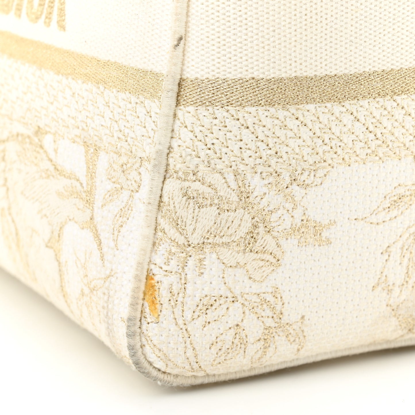Canvas Embroidered Jardin D'Hiver Medium Lady D-Lite White Gold