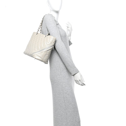 Chanel Iridescent Aged Calfskin Quilted Large Cotton Club Tote Pearl 2 of 10