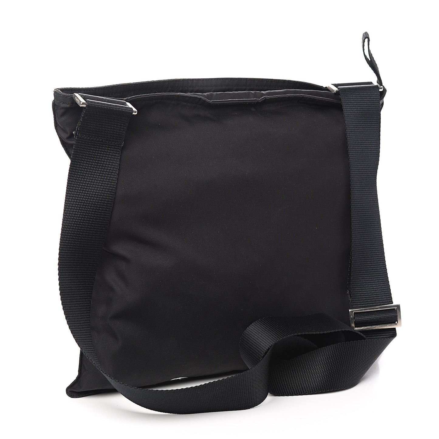 Nylon Flat Messenger Bag Black