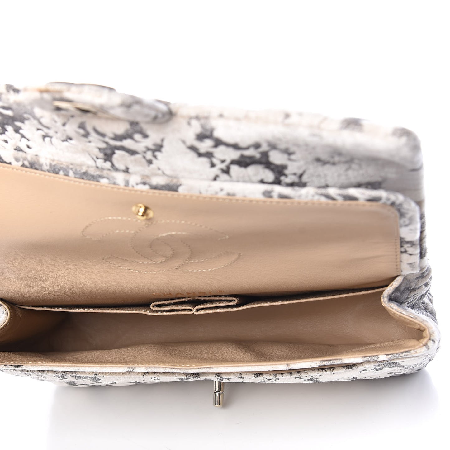Burnout Velvet Double Flap White Black