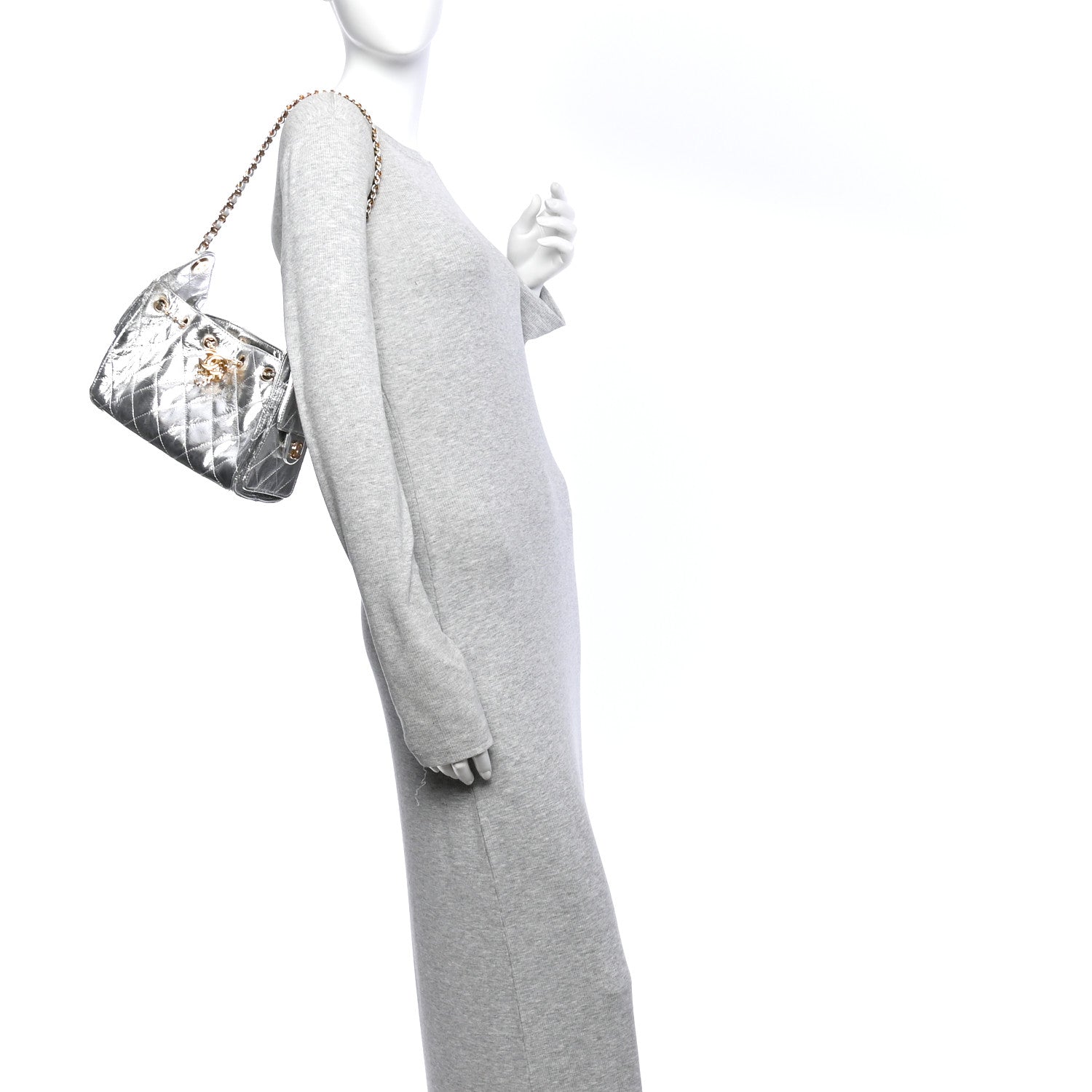 Chanel Metallic Aged Calfskin Quilted Mini Chanel 25 Handbag Silver 2 of 11