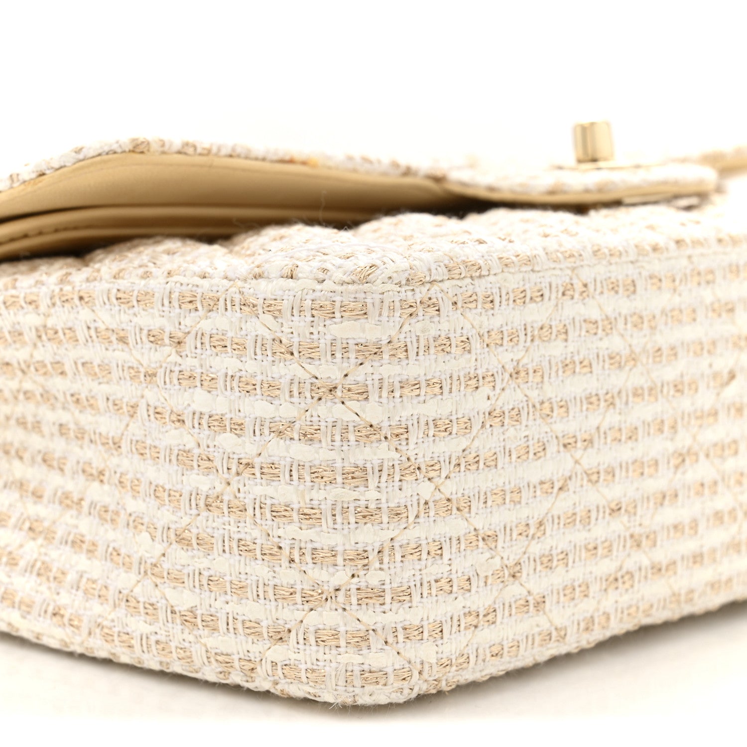 Chanel Tweed Medium Double Flap White 9 of 10