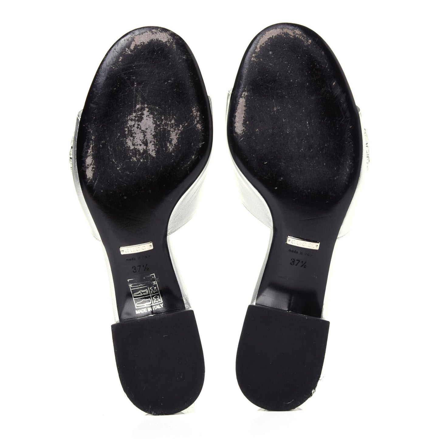 Metallic Nappa Crystal Maxine Horsebit Slide Sandals 37.5 Silver