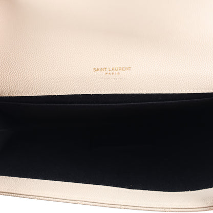 Saint Laurent Grain De Poudre Textured Mixed Matelasse Triquilt Monogram Clutch Crema Soft 5 of 10