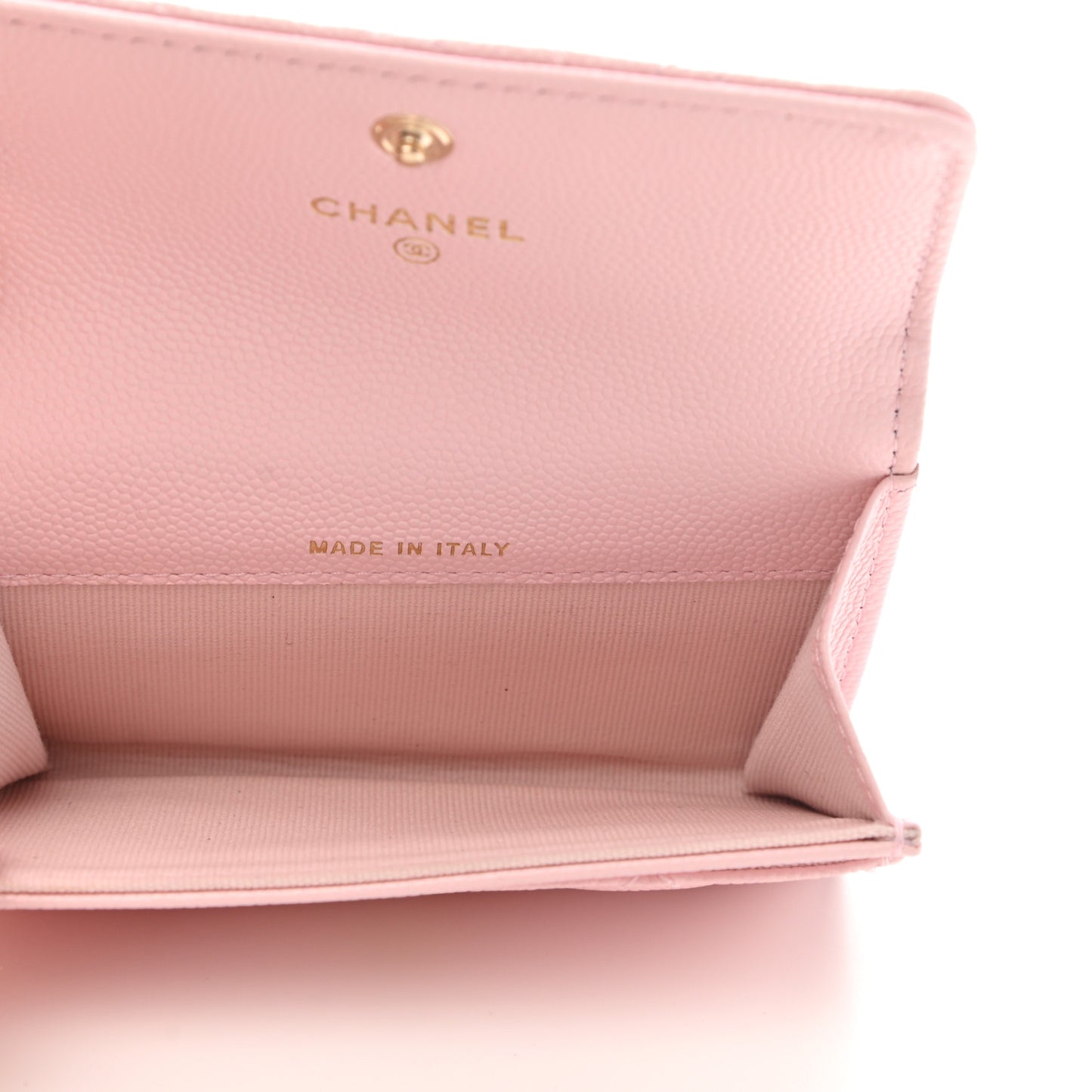 Caviar Quilted Crystal CC Flap Card Holder Pink
