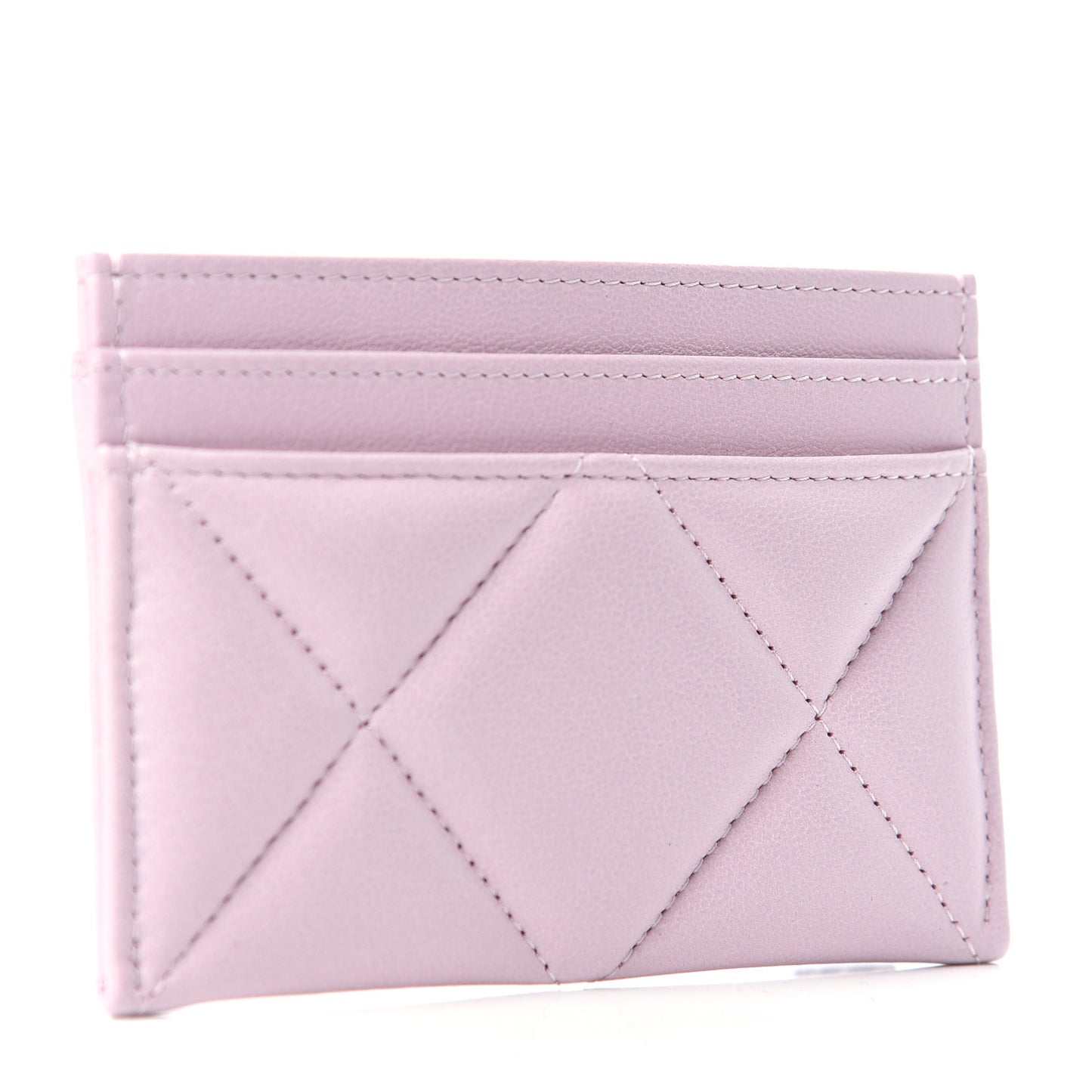 Lambskin Quilted Chanel 19 Card Holder Light Pink
