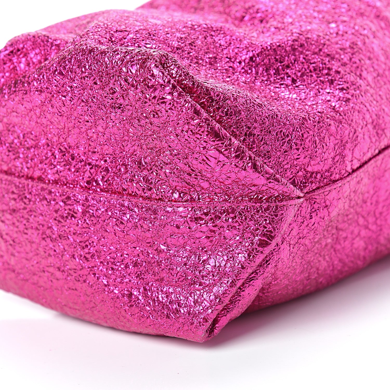 Saint Laurent Metallic Crackled Calfskin Teddy Drawstring Bag Fuchsia Black 11 of 11