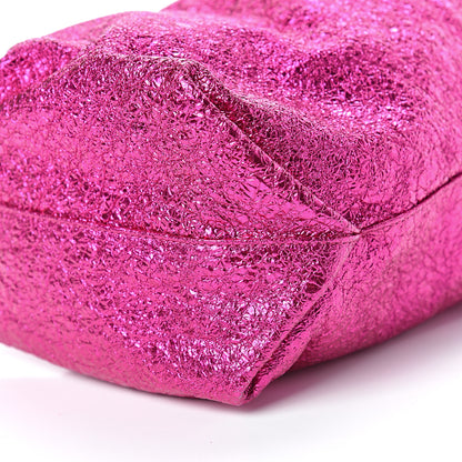 Saint Laurent Metallic Crackled Calfskin Teddy Drawstring Bag Fuchsia Black 11 of 11