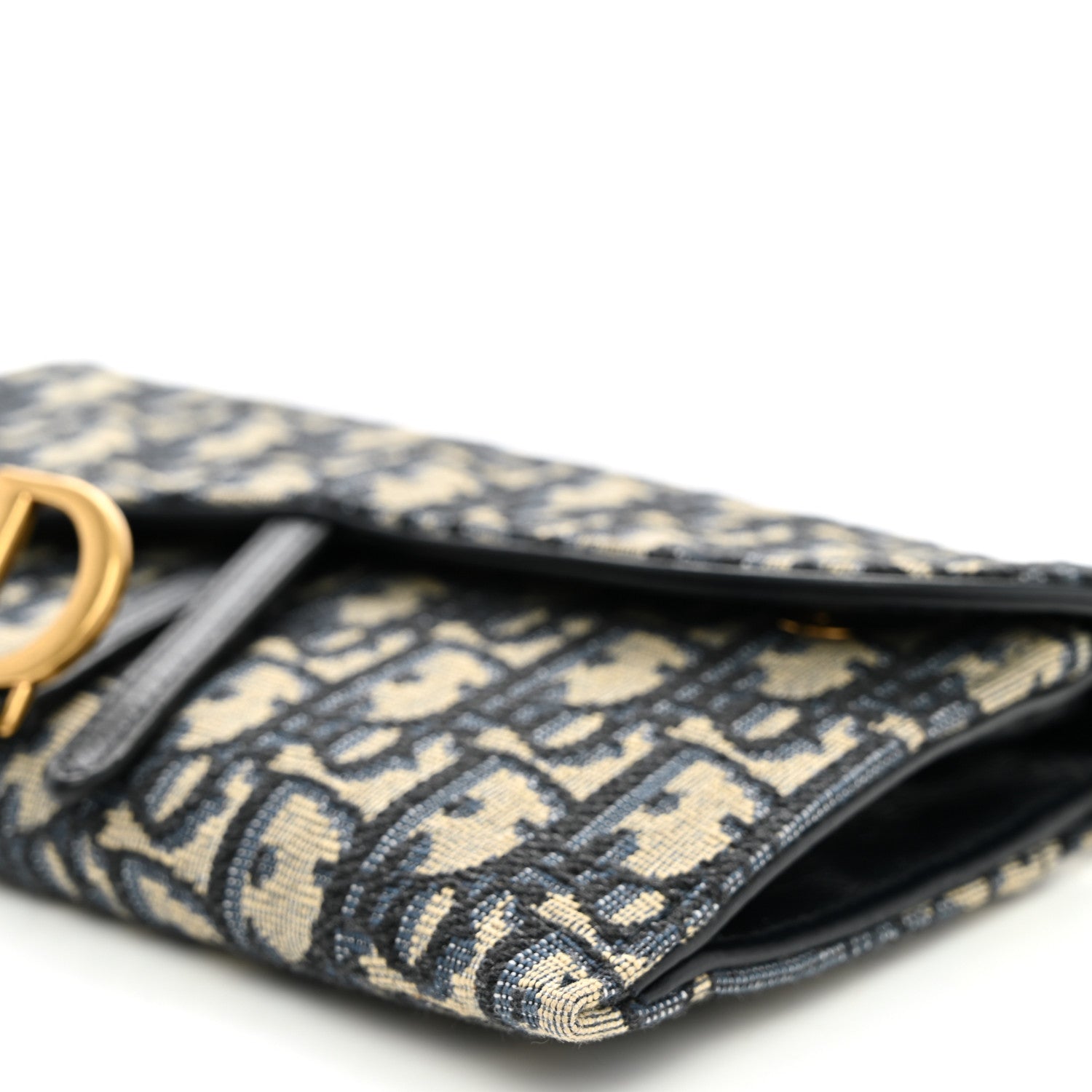 Christian Dior Oblique Saddle Chain Long Wallet Blue 11 of 12