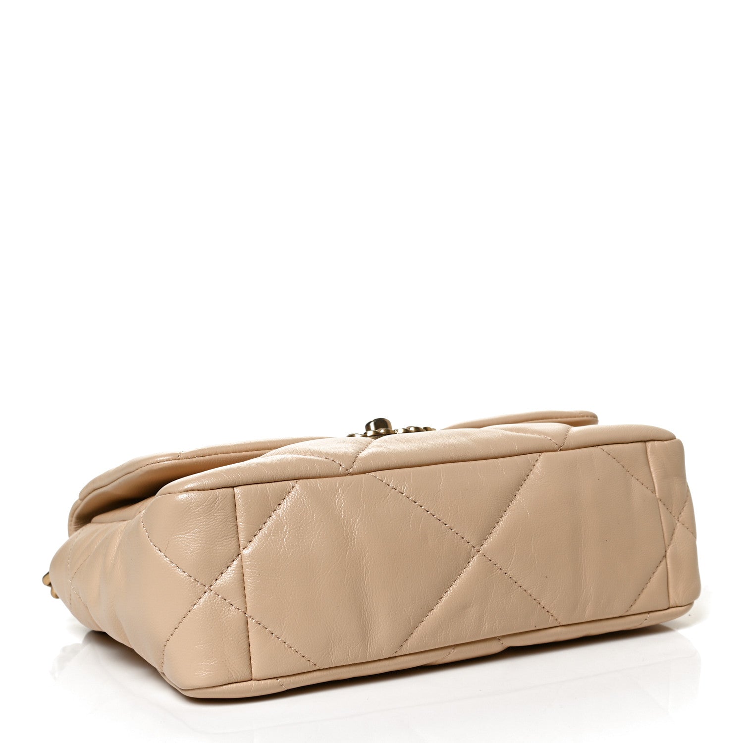 Chanel Shiny Goatskin Quilted Medium Chanel 19 Flap Beige 4 of 15