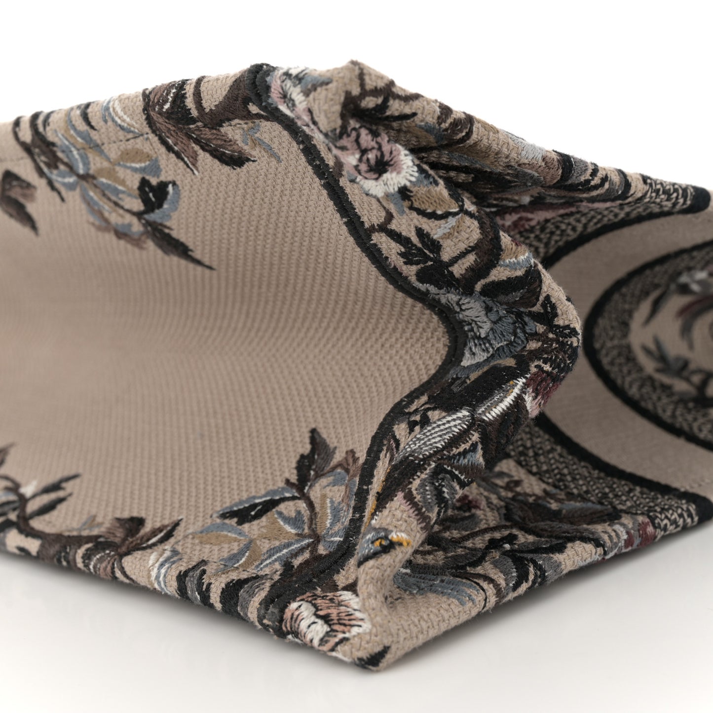 Canvas Embroidered Jardin D'Hiver Medium Book Tote Beige Multicolor