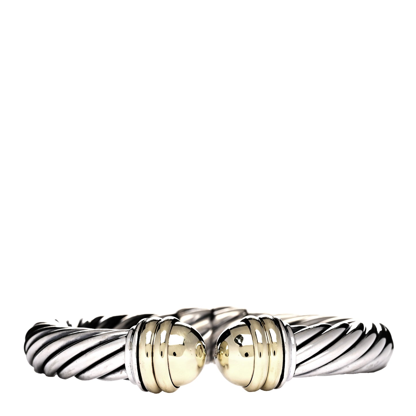 Sterling Silver 14K Yellow Gold 10mm Cable Classics Bracelet