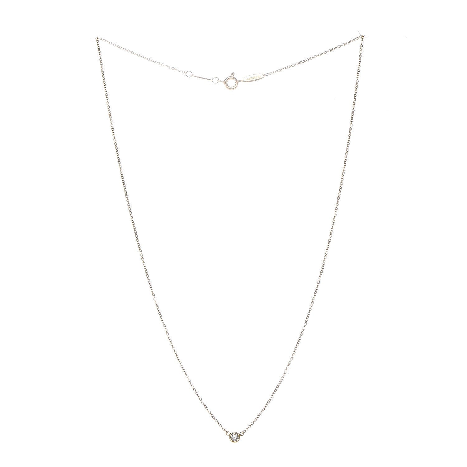Tiffany 18K Yellow Gold Diamond .12ct Elsa Peretti Diamonds by the Yard Pendant Necklace 3 of 7