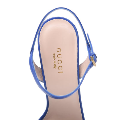 Gucci Calfskin GG Marmont Ankle Wrap 30/115mm Platform Sandals 36.5 Bright Blue 6 of 8