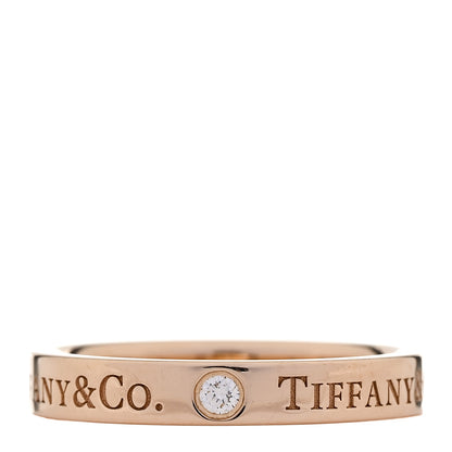 Tiffany 18K Rose Gold Diamond Logo Band Ring 49 4.75 1 of 6