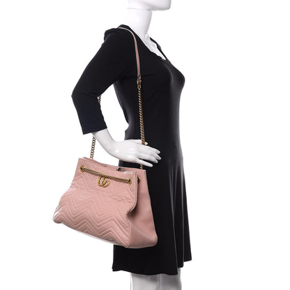 Gucci Calfskin Matelasse Medium GG Marmont Shoulder Tote Bag Perfect Pink 2 of 18