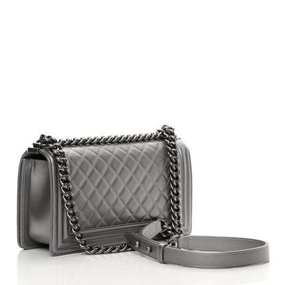 Chanel Metallic Caviar Quilted Medium Boy Flap Silver 3 of 12