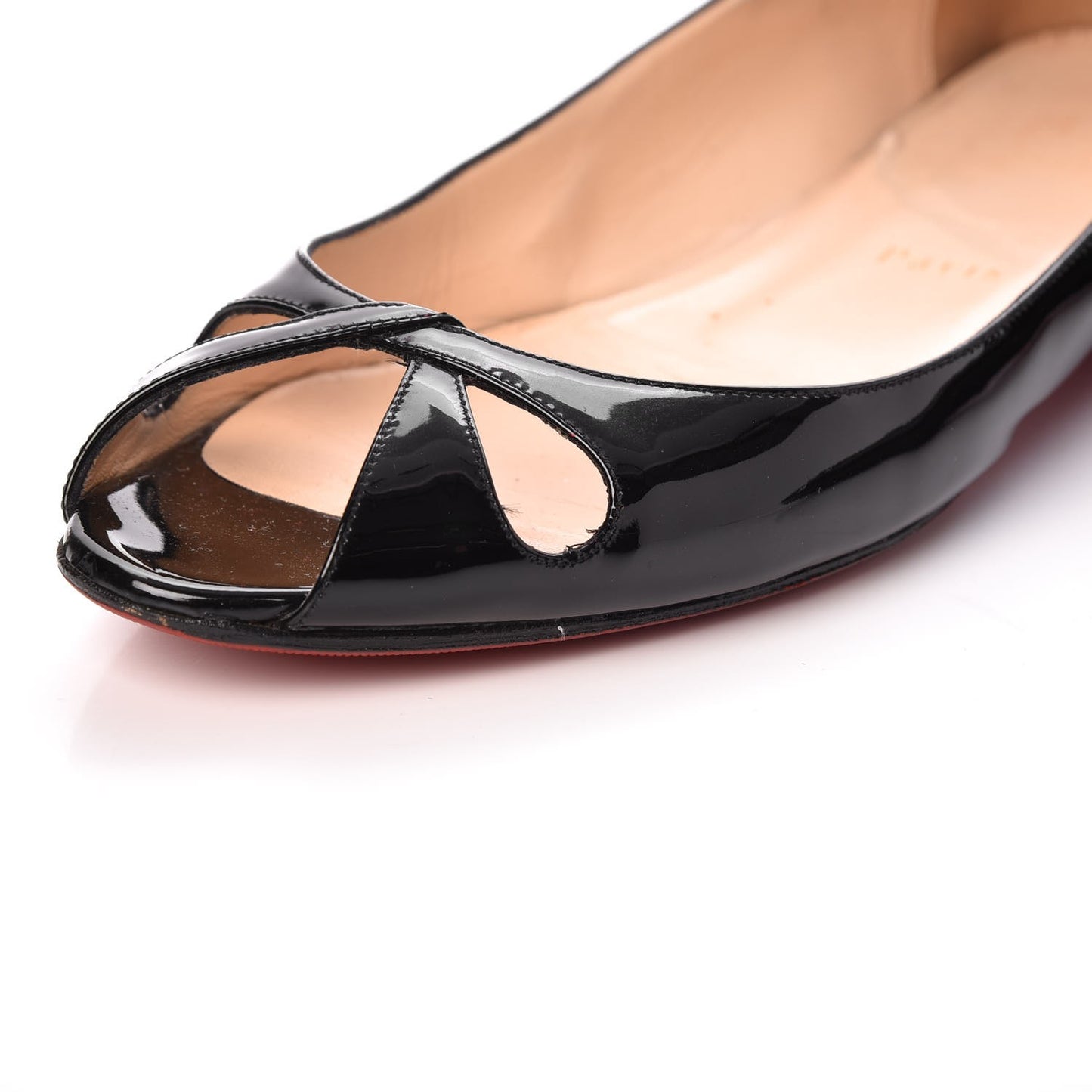 Patent Croisette Peep Toe Flats 40 Black